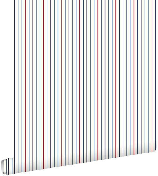 ESTAhome Tapete Streifen Blau und Rot - 53 cm x 10.05 m - 137308