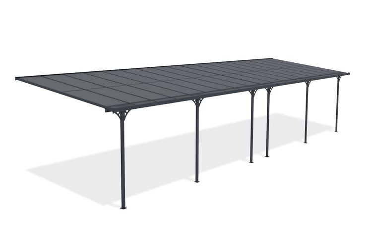 Angebaute Pergola/Carport 33m² KLEO 1100L300 Aluminium Grau