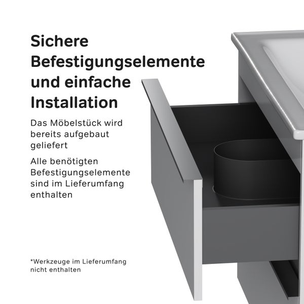 Detailansicht eines Waschtischunterschranks mit Schublade