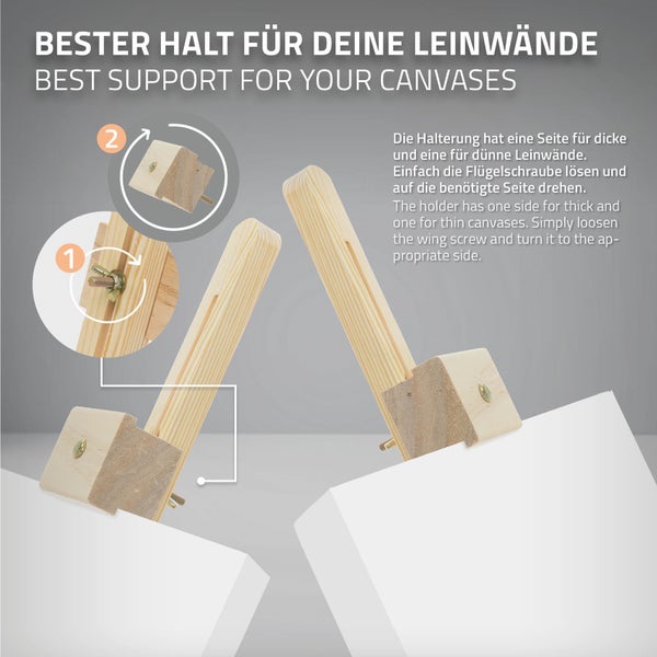 ECD Germany Tischstaffelei klappbar mit H-Rahmen, verstellbare Sitzstaffelei aus Buchenholz, Art Staffelei zum Malen für Leinwänden & Keilrahmen bis 56cm, Tragbare Holzstaffelei für Kinder & Künstler