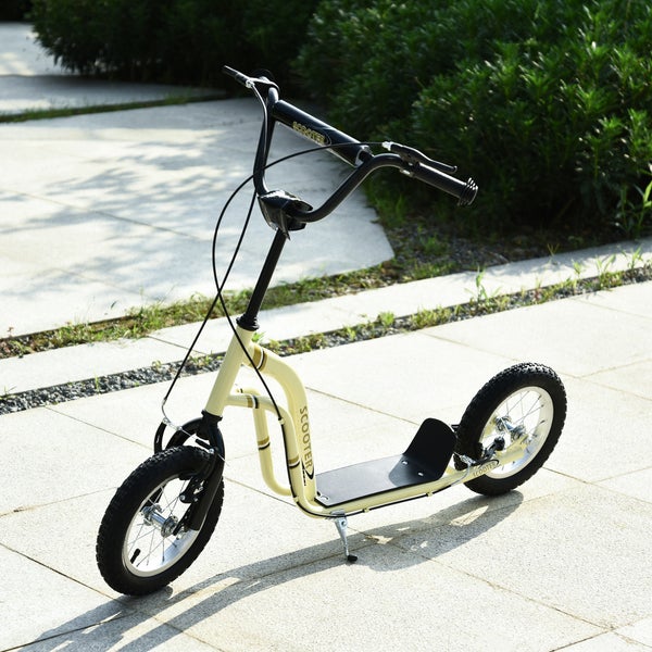 HOMCOM Kinderroller, 120L x 58B x 85-95H cm, Stahl, Aluminium, Gummi, Beige