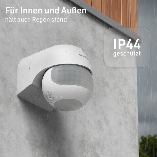 Oktaplex Anja Bewegungsmelder Außen Bewegungssensor schwenkbar 180 Grad PIR-Sensor 12m Reichweite für Innen und Außen weiß