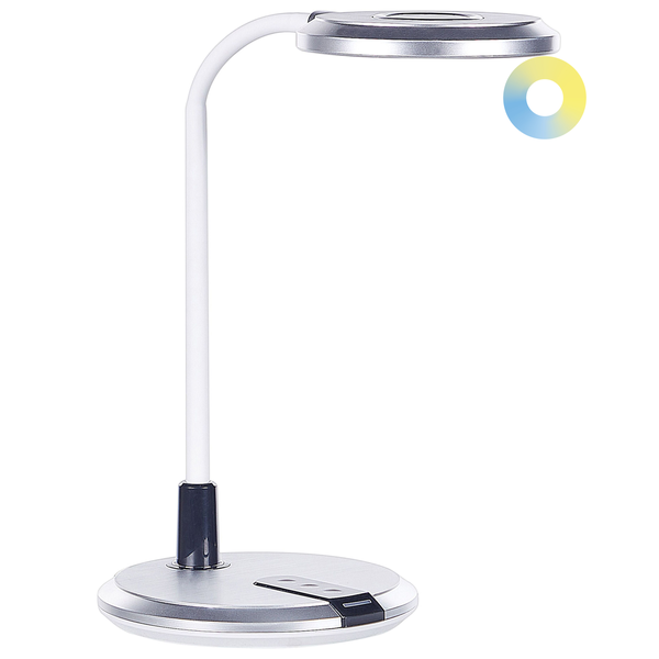 LED Schreibtischlampe COLUMBA verstellbar Metall Weiß / Silber