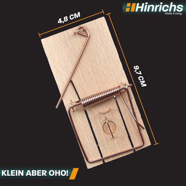 Hinrichs Mausefallen 10 Stück - Wiederverwendbare Mausefalle - Schlagfalle Holz