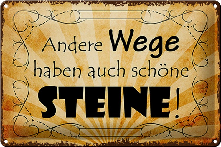 Blechschild Spruch 30x20cm andere Wege auch schöne Steine