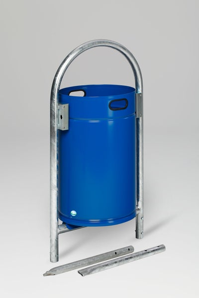 PROREGAL Robuster Rohrbogenständer Für Abfälle Zum Einbetonieren 60 Liter HxBxT 145 x 60 x 40 cm Verzinkter Stahl Blau