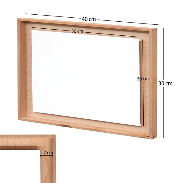 Schwebende Malplatte 2er Set 30x40 cm (LxB) Leinwand im Holzrahmen zum Bemalen naturfarben