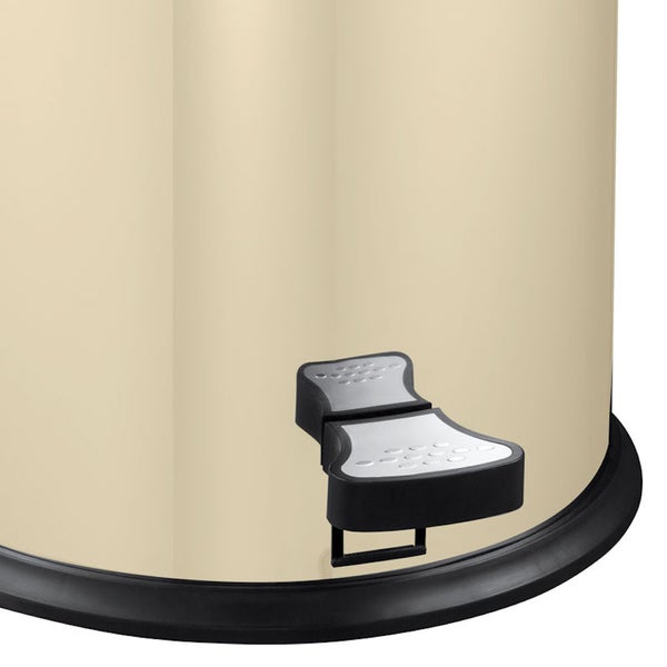 PROREGAL Stilvoller Eleganter Abfalleimer Mit Starkem Fußpedal und Verzinktem Inneneimer 33 Liter HxØ 70 x 35 cm Creme