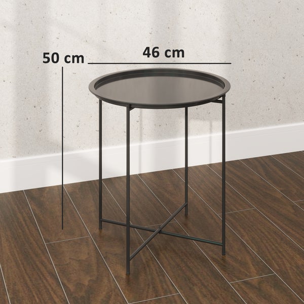 Outsunny Beistelltisch klappbar Gartentisch Ø46 x 50 cm Rund wetterfest Balkontisch mit klappbar Tischbeine Campingtisch Klapptisch Kaffeetisch für Wohnzimmer Büro Outdoor Indoor Schwarz