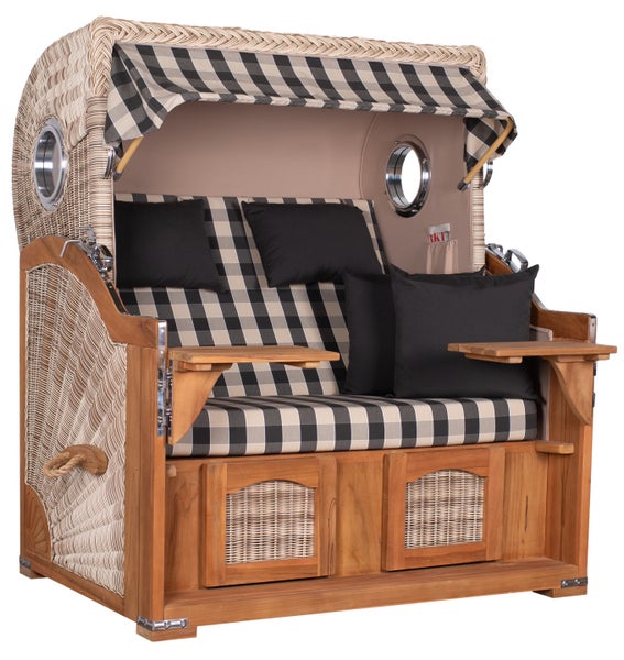 Strandkorb Rantum Grande Teak PE shell Dessin 505