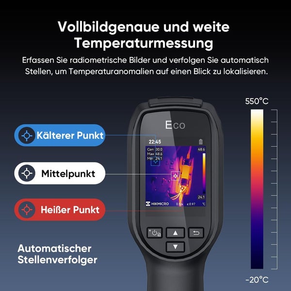 Hikvision DS-2TP31B-3AUF Wärmebildkamera – Professionelles Fiebermessgerät, Kontaktloses Temperaturmessgerät für Körpertemperatur, 160x120 Pixel, Fieberthermometer für Stirn, Präzise Messung für Gesundheit & Sicherheit