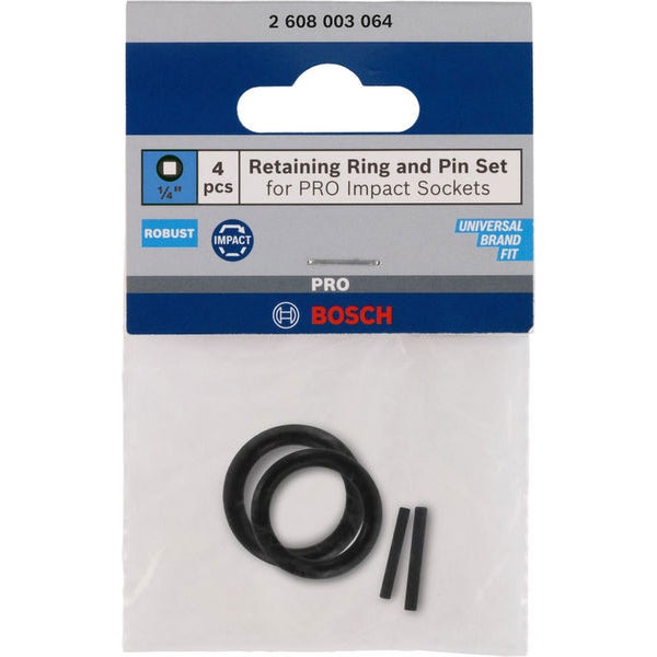Bosch Haltering und Stift für PRO Impact Steckschlüsseleinsätze, 1/4 Zoll, 4‑tlg. - 2608003064