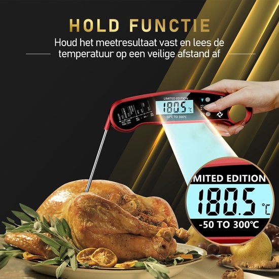 MostEssential Fleischthermometer - Limited Edition Red - 2x Ersatzbatterie
