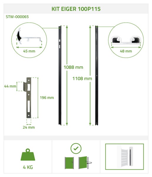 EIGER 100P115 Aluminiumtor + Öffnungsumkehrsatz