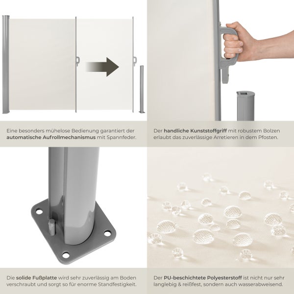 Seitenmarkise tectake  160 x 300 cm aus Aluminium beige