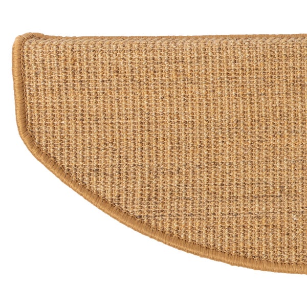 FLOORDIREKT Premium Sisal-Stufenmatte - Umkettelt & Selbstklebend - Halbrund - Kork - 23,5 x 65 cm