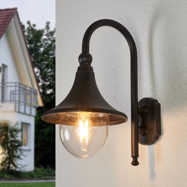 Lindby Wandlampe aussen IP44, Aussenwandleuchte Laterne Finish rostbraun Außenbeleuchtung Wand für Hof Garten Terrasse Balkon Haus Aussenleuchte