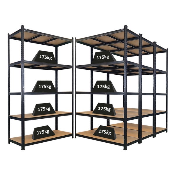 Zwei Steckregale mit jeweils vier Ebenen zur Lagerung