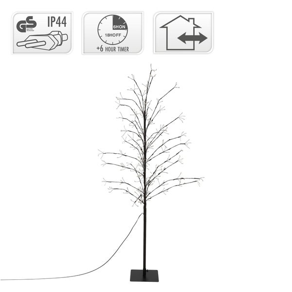 ECD Germany LED-Baum 150 cm mit 360 warmweißen LEDs, Lichterbaum mit Timer, Leuchtbaum Innen & Außen IP44, Beleuchteter Dekobaum, Baum mit Beleuchtung für Weihnachten, Flexibel Zweige, Weihnachtsdeko