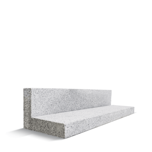 L-Stein aus grauem Granit für den Gartenbau und Landschaftsbau.