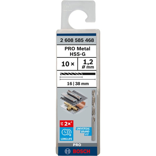 Bosch PRO Metal HSS-G Spiralbohrer 1,2 x 16 x 38 mm - 2608585468