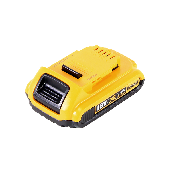 DeWalt 18 Volt XR Lithium-Ionen Akku mit einer Kapazität von 2,0 Amperestunden.