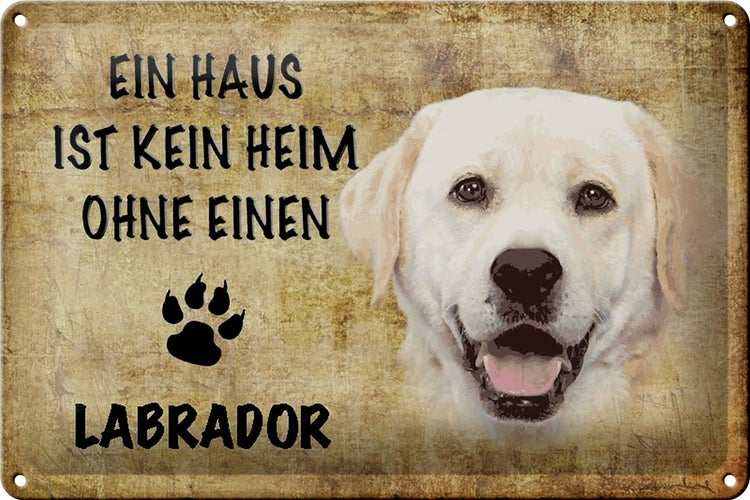 Blechschild Spruch 30x20cm Labrador Hund ohne kein Heim