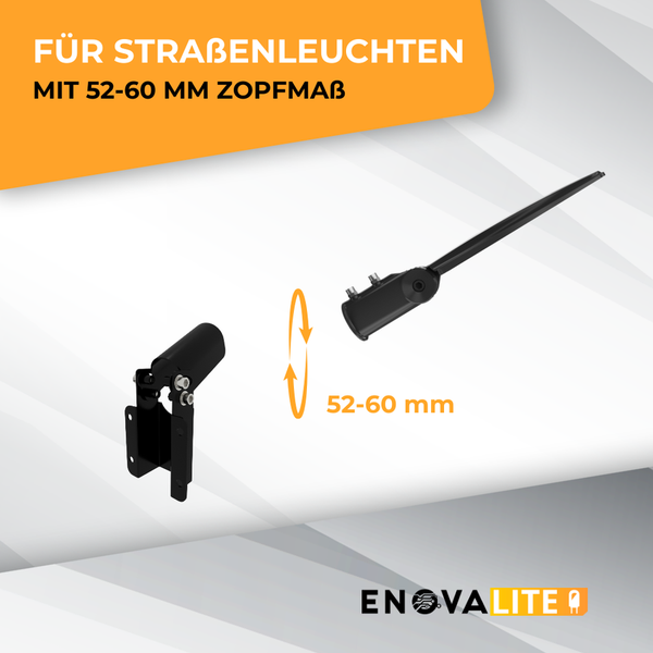 Straßenleuchte mit 52 bis 60 Millimeter Zopfmaß