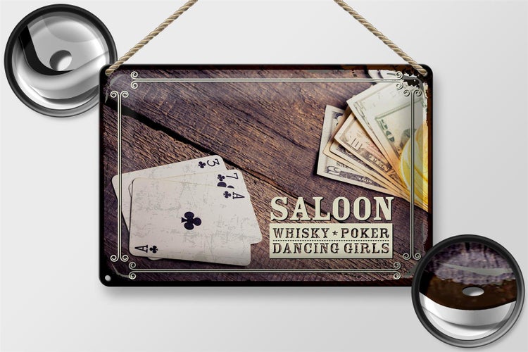 Blechschild Spruch Saloon Whisky Poker Dancing 30x20cm