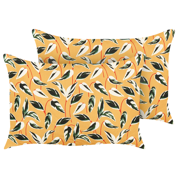 Gartenkissen 2er Set TAGGIA Pflanzenmuster 40 x 60 cm Gelb