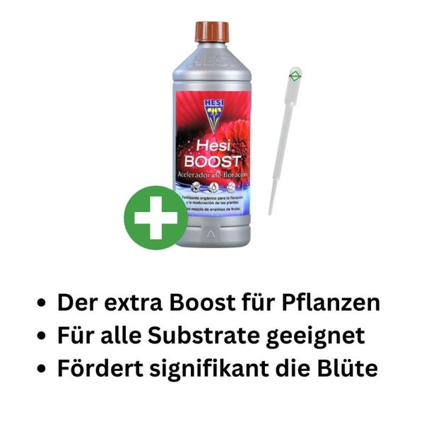 Hesi Boost 10 Liter – Blütenfördernder Dünger mit Pipette für intensive Blüten, ideal für Tomaten, Orchideen & mehr
