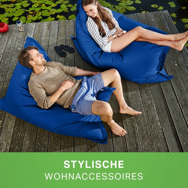 Green Bean Sitzsack XXL 140x180cm 380 Liter Kinder & Erwachsene Bean Bag EPS Perlen Füllung Riesensitzsack Groß Draußen Outdoor Liegekissen Waschbar Wetterfest Lounge Sitzkissen Bodenkissen Blau