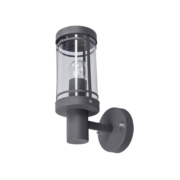 Lindby Edelstahl Wandlampe aussen, Aussenwandleuchte dunkelgrau spritzwassergeschützt IP44 1x E27 max. 60W ohne Leuchtmittel Aussenleuchte
