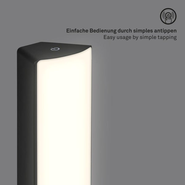 Battery LED table- and wall light, IP44, black, 1x