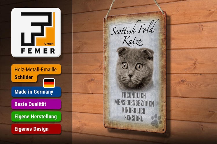 Blechschild Spruch 20x30cm Scottish Fold Katze Schild