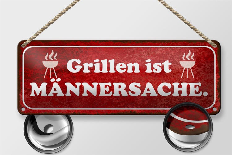 Blechschild Spruch 27x10cm Grillen ist Männersache Dekoration
