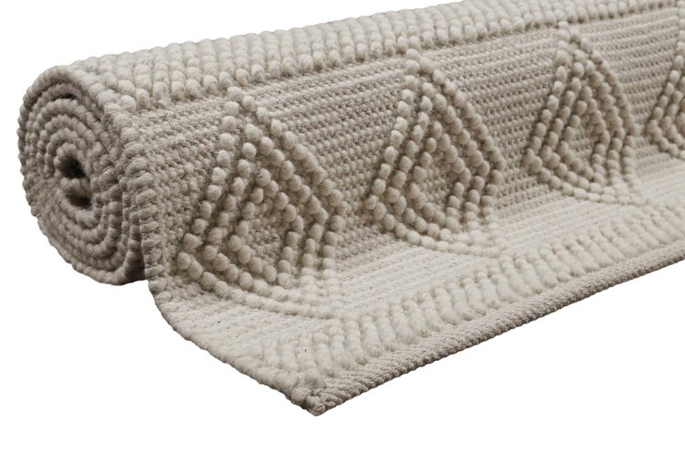Esprit Teppich handgewebt Creme Weiß aus Wolle Emmy 80x150 cm