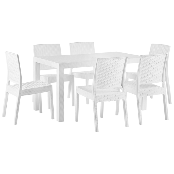 Gartenmöbel Set 6-Sitzer FOSSANO Weiß