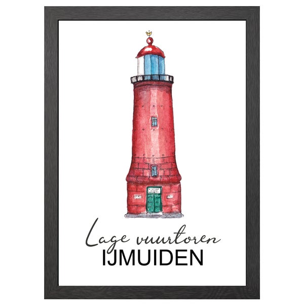 A2 Niedriger Leuchtturm IJmuiden - Poster in Rahmen - Joyin