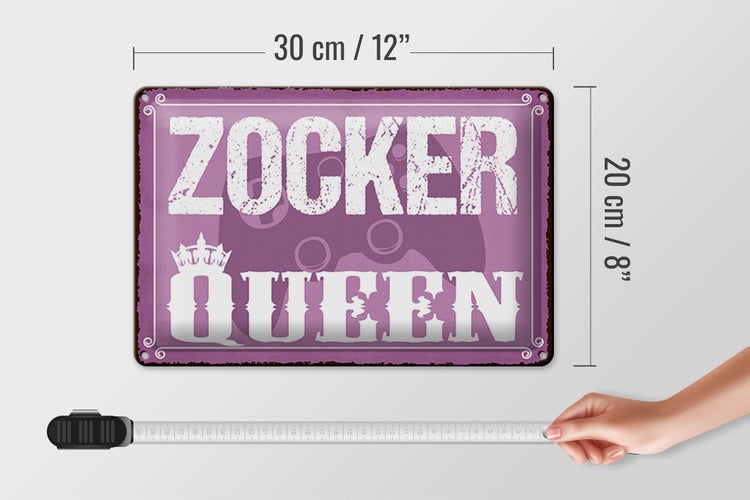 Blechschild Spruch 30x20cm Zocker Queen Controller