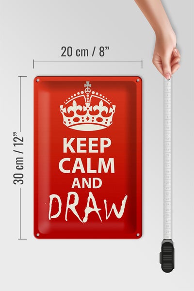 Blechschild Spruch 20x30cm Keep Calm and draw