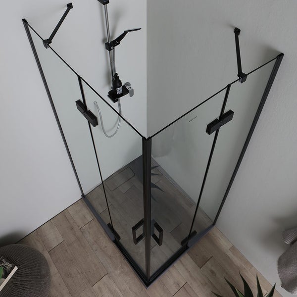 70x100 cm mattschwarze Duschkabine mit Teilrahmen und Drehtüren | London