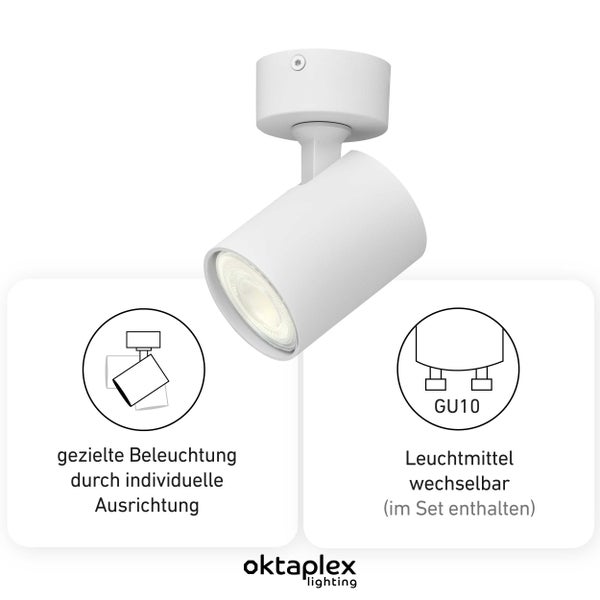 Bora Deckenstrahler LED GU10 warmweiss 450lm 2,5W schwenkbar 1-flammig weiß Lampe Wohnlicht Spotbalken Schlafzimmerlicht Deckenleuchte
