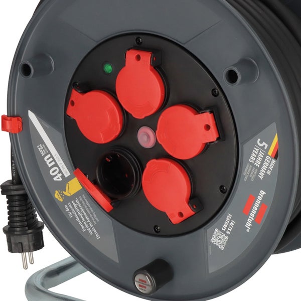 Brennstuhl Kabeltrommel mit 40 Meter Kabel und fünf Steckdosen