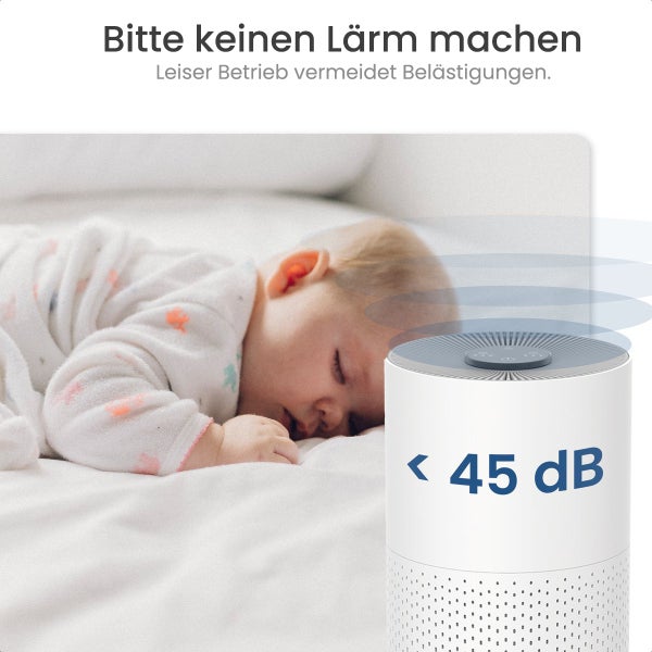 Gologi Luftreiniger - Luftreiniger gegen Hausstaubmilben, Heuschnupfen, Allergien und Staub - austauschbarer HEPA 13 Filter und Kohlefilter - 210m³/h - mit App - Weiß