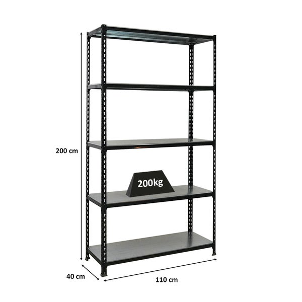 Schwerlastregal BIG METAL SHARK | HxBxT 200x110x40cm | Fachlast 200kg | Anthrazit-Verzinkt