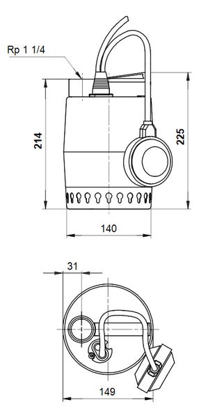 Grundfos Kellerentwässerungspumpe  Unilift KP150-A1, 1 1/4 1x230V 0,3kW, 011H1600