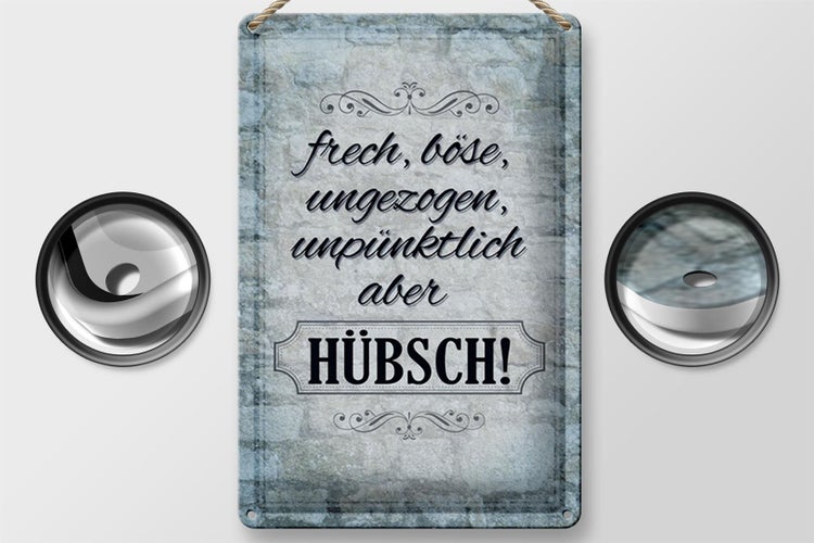 Blechschild Spruch 20x30cm frech böse ungezogen aber hübsch