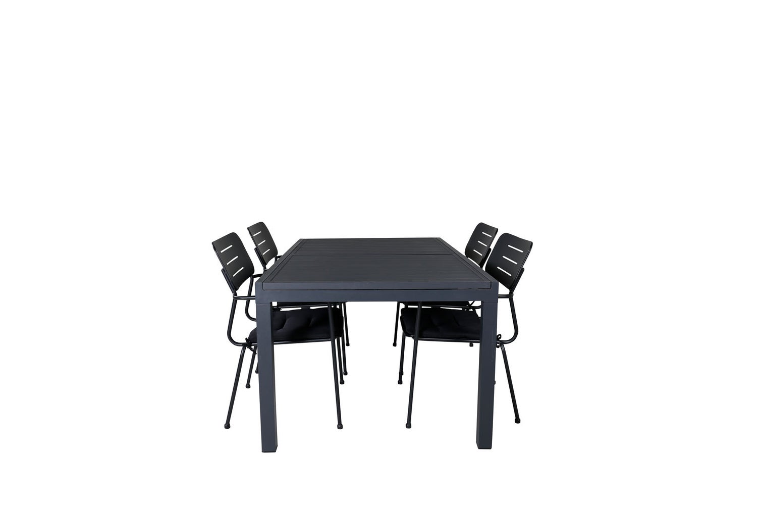 Marbella Gartenset Tisch 100x160/240cm und 4 Stühle Nicke schwarz.