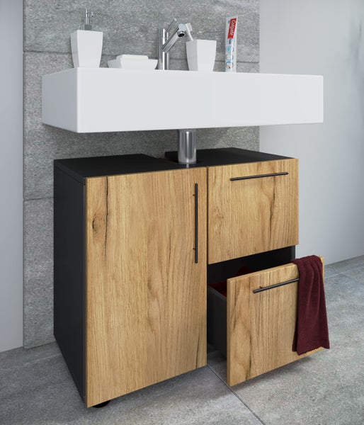 Holz Badmöbel Badunterschrank Flandu Schublade
